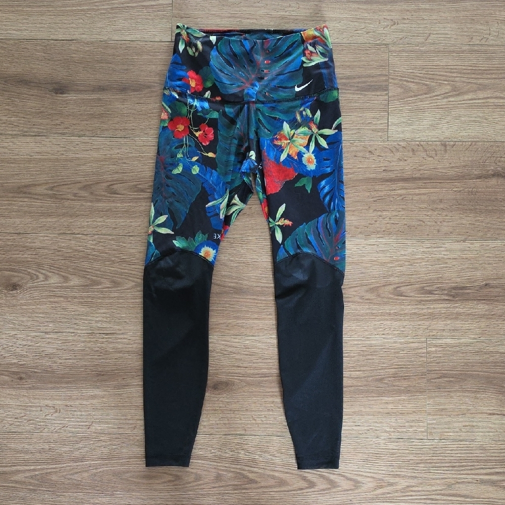Nike Tropical Print Mesh-Panel Leggings, Size Small - Picture 4 of 6